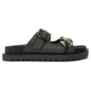 Zwarte Slip-On Sandalen met Rubberen Zool Guess , Black , Dames