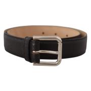 Zwarte Leren Riem met Metalen Gesp Dolce & Gabbana , Black , Heren