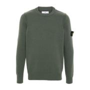 Smaragdgroene Ribgebreide Trui Stone Island , Green , Heren