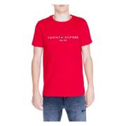 Rode Bedrukte Ronde Hals T-Shirt Mannen Tommy Hilfiger , Red , Heren