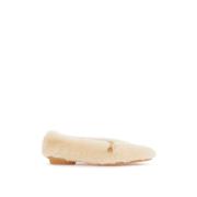 Shearling Ballet Flats Salvatore Ferragamo , Beige , Dames