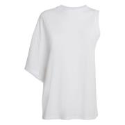 Gedrapeerd Mouw Katoenen T-shirt A.w.a.k.e. Mode , White , Dames