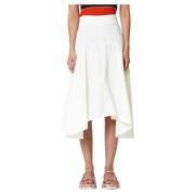 Witte Asymmetrische Midi Rok Plan C , White , Dames