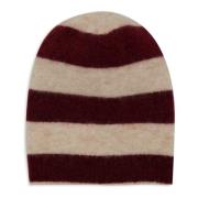 Burgundy Alpaca Wol Beanie Twee-Tone Strepen Gallo , Multicolor , Dame...