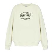 Sweatshirt met logo Ganni , Beige , Dames