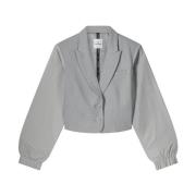 Korte Viscose Blend Stretch Blazer Summum Woman , Gray , Dames