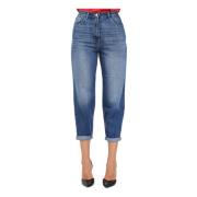 Blauwe Denim Boyfriend Jeans met Omslag Elisabetta Franchi , Blue , Da...