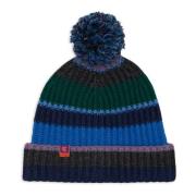 Blauwe Wol Kasjmier Beanie met Strepen Gallo , Multicolor , Unisex