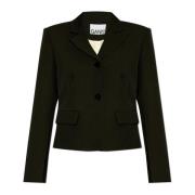 Blazer met open revers Ganni , Black , Dames