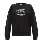 Sweatshirt met logo Ganni , Black , Dames