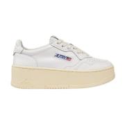 Lage Leren Platform Sneakers Autry , White , Dames