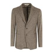 Tweed Wollen Jas Tagliatore , Beige , Heren