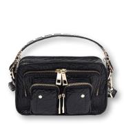 Gouden Leren Crossbody Tas Núnoo , Black , Dames