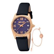 Dames Analoge Leren Horloge met Datum Just Cavalli , Black , Dames