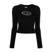 Zwarte Longsleeve Top Diesel , Black , Dames