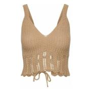 TIE Knit Top Pieces , Beige , Dames