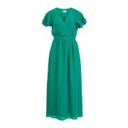 Groene V-hals Jurk Lente/Zomer Effen Vila , Green , Dames