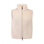 Omkeerbare Ribgebreide Funnel Neck Jas Brunello Cucinelli , Beige , Da...