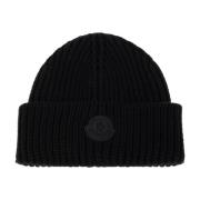 Wollen muts met logopatch Moncler , Black , Heren