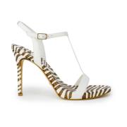 Witte Leren Stiletto Sandalen met Strik Guess , White , Dames