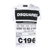 Wit Logo T-Shirt Ss22 Dsquared2 , White , Heren