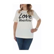 Grafische Print Dames T-shirt Lente/Zomer Love Moschino , White , Dame...