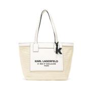 Raffia Geweven Tote Tas Karl Lagerfeld , Beige , Dames