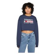 Super Crop Modern Sweat Hoodie Tommy Jeans , Blue , Dames