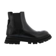 Leren laars met rubberen zool Alexander McQueen , Black , Dames