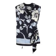 Bloemen Zijden V-Hals Wrap Shirt P.a.r.o.s.h. , Multicolor , Dames