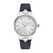 Pahia Leren Analoge Horloge Police , Blue , Heren