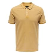 Slim Fit Round Neck Short Sleeve Polo Only & Sons , Yellow , Heren