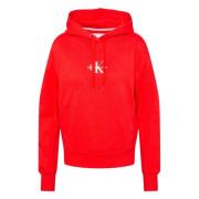 Monogram Logo Hoodie Calvin Klein Jeans , Red , Dames