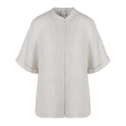 Linnen Koreaanse Shirt BomBoogie , White , Dames