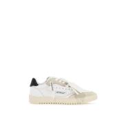 Canvas Sneakers met Leren Details Off White , Beige , Dames