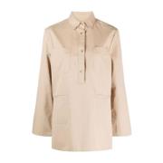 Beige Organisch Katoenen Twill Overhemd TotêMe , Beige , Dames