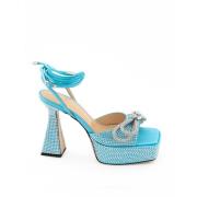 Blauwe Kristal Plateau Sandalen met Dubbele Strik Mach & Mach , Blue ,...