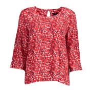 Rode Viscose Shirt met Wijde Halslijn Gant , Red , Dames