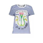 Chique Blauw Tee met Contrastdetails Desigual , Multicolor , Dames