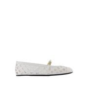 Witte Leren Ballerina's Ronde Neus Dolce & Gabbana , White , Dames