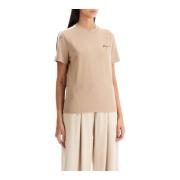 Gestreept Crew Neck Katoenen T-Shirt Salvatore Ferragamo , Beige , Dam...