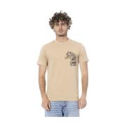 Beige Katoen Logo Print T-Shirt Cavalli Class , Beige , Heren