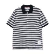 Blauw Logo Patch Polo Shirt Thom Browne , Blue , Heren