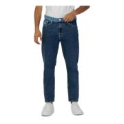 Blauwe Effen Rits/Knoop Heren Jeans Tommy Jeans , Blue , Heren