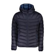 Blauwe Hooded Polyamide Jas met Zakken Napapijri , Blue , Heren