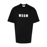 Logo Print Crew Neck T-shirt Msgm , Black , Heren