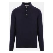 Blauwe Wol Polo Sweater Lardini , Blue , Heren