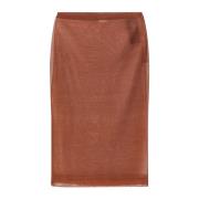 Zijden rok met hoge taille en ritssluiting Saint Laurent , Brown , Dam...