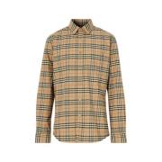 Klein Schaal Check Stretch Overhemd Burberry , Beige , Heren