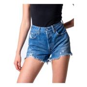 Blauwe Katoenen Shorts Lente/Zomer Vrouwen Levi's , Blue , Dames